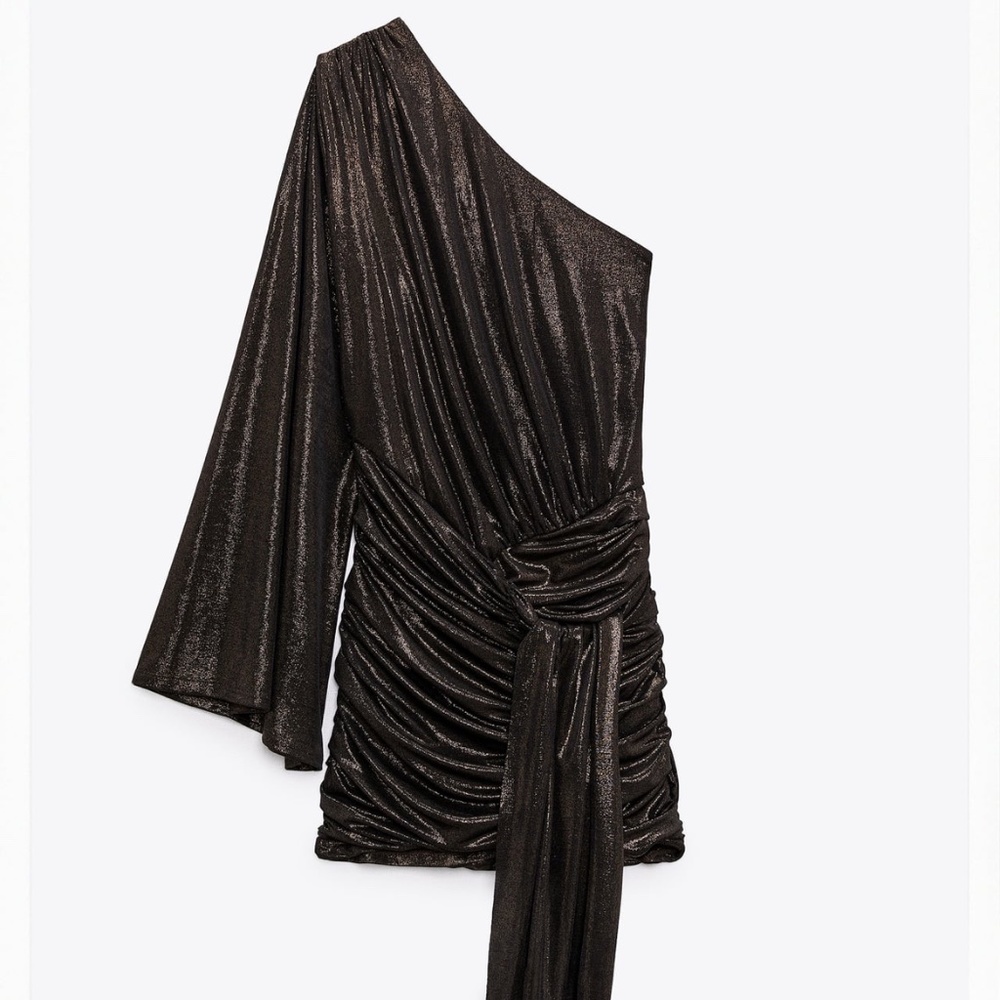 NWT Zara Shiny Asymmetric Metallic Dress Size M